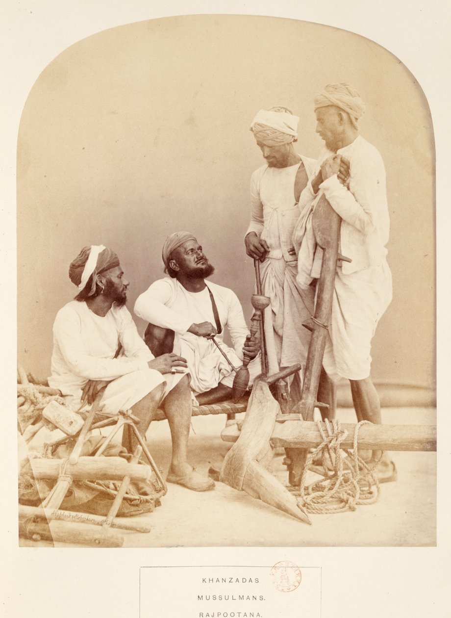 Khanzadas, Mussulmans, Rajpootana, fra The People of India, av J. Forbes Watson, utgitt 1868 (albumtrykk) av English Photographer
