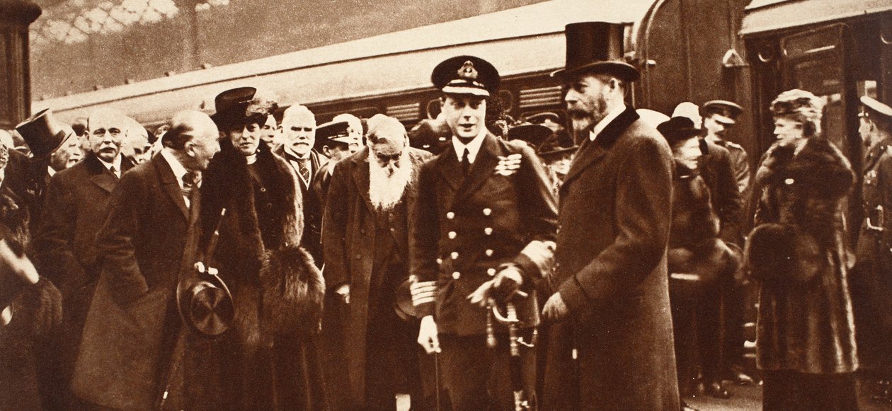 Kong Edward VIII reiser til Australia, og sier farvel til sin mor og far i Victoria, 1920 av English Photographer