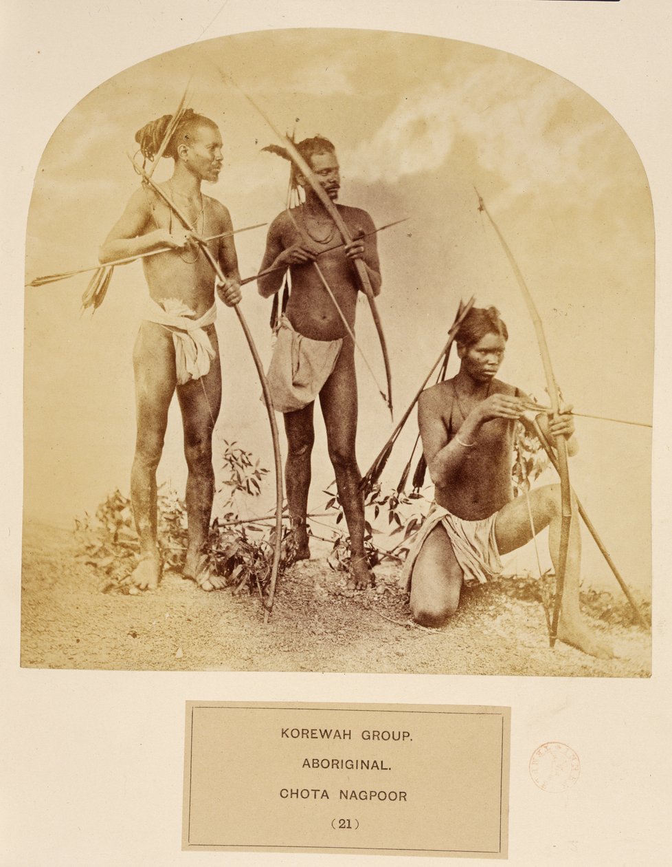 Korewah Group, Aboriginal, Chota Nagpoor, fra The People of India, av J. Forbes Watson, utgitt 1868 (albumtrykk) av English Photographer