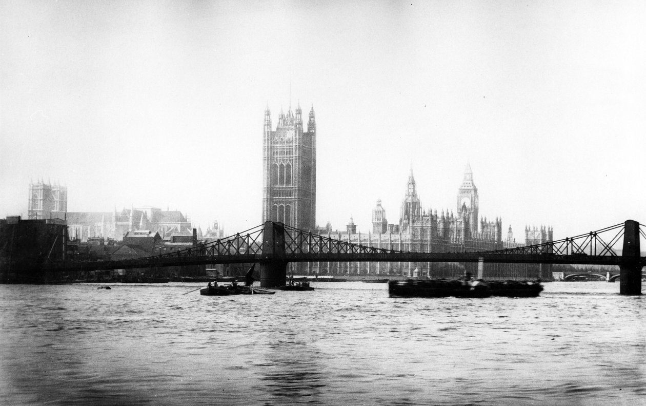 Lambeth Bridge og Palace of Westminster, sent c19th av English Photographer