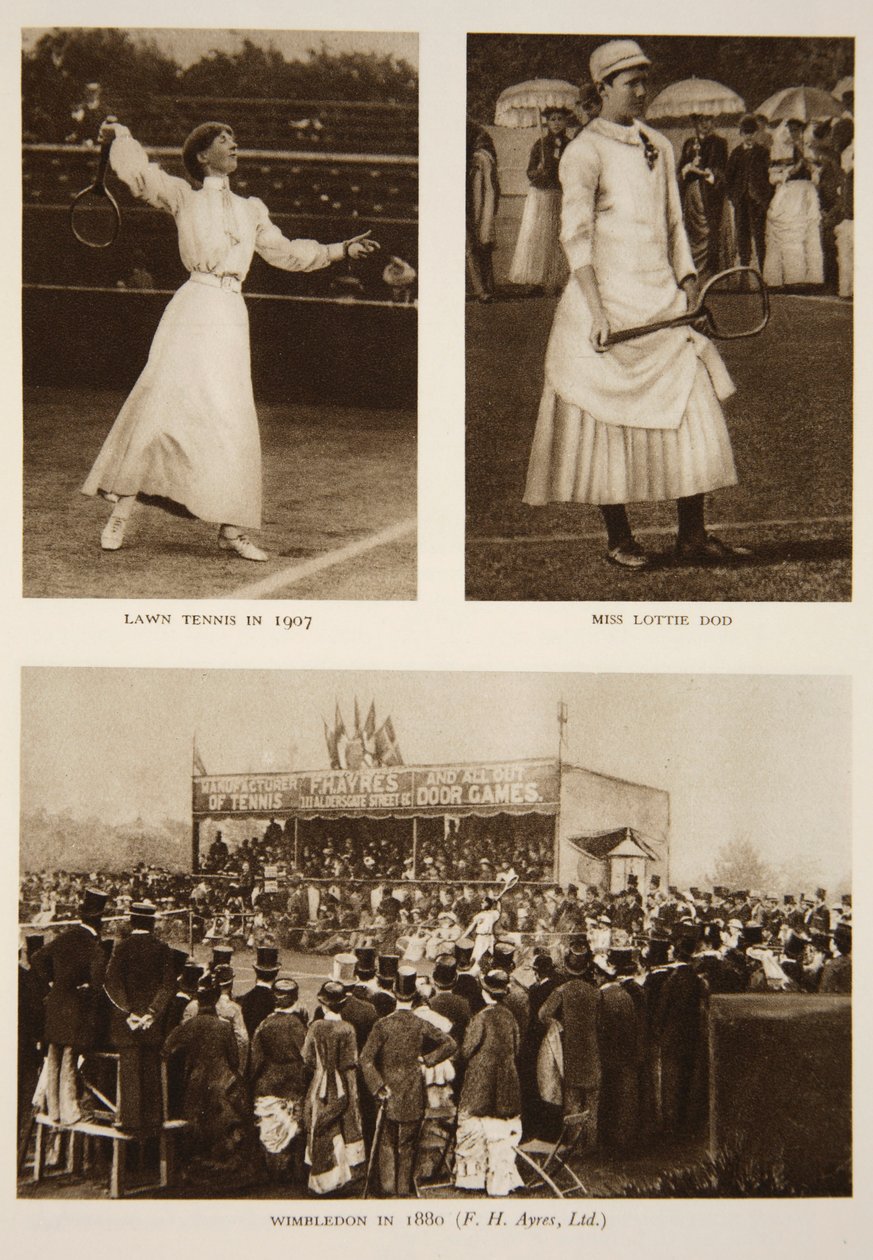 Lawn Tennis 1907, Miss Lottie Dod og Wimbledon i 1880, fra The Times (fotogravure) (se også 206604) av English Photographer