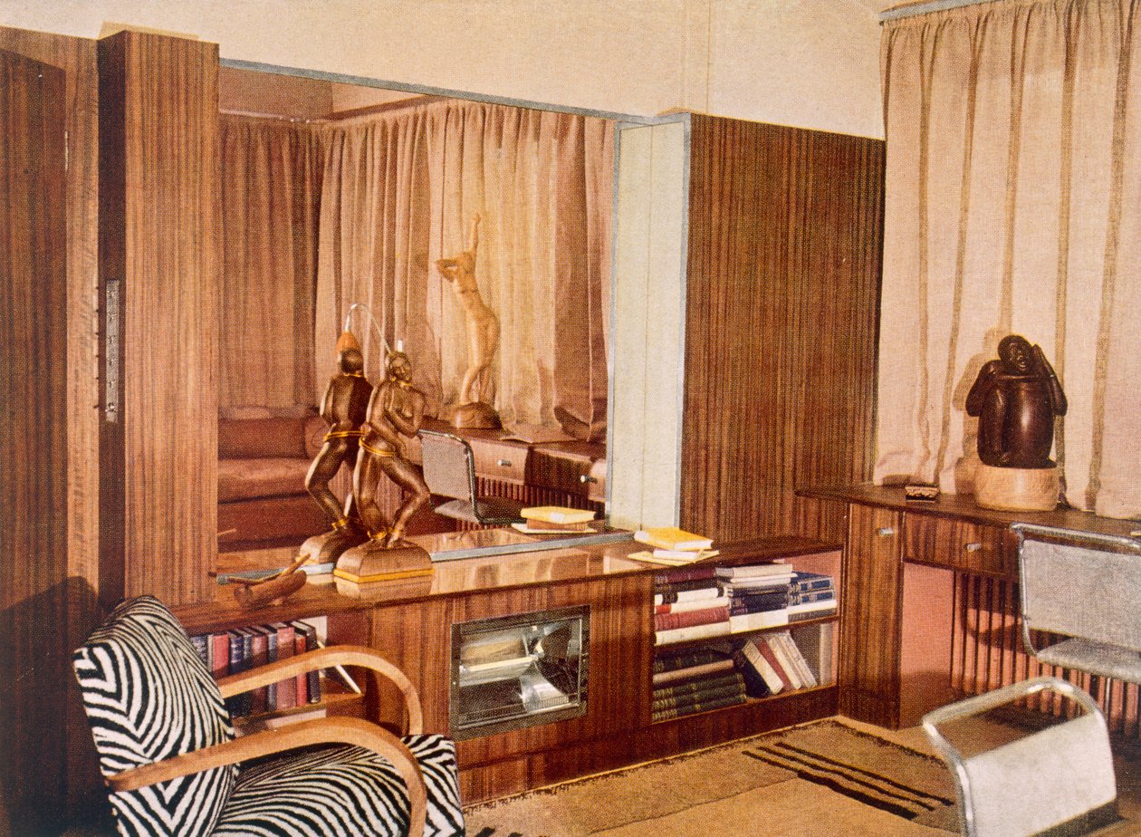 Living Room designet av Serge Chermayeff for billedhuggeren A.G. Grinling, fra Color Schemes for the Modern Home av Derek Patmore, 1933 (fotografi) av English Photographer