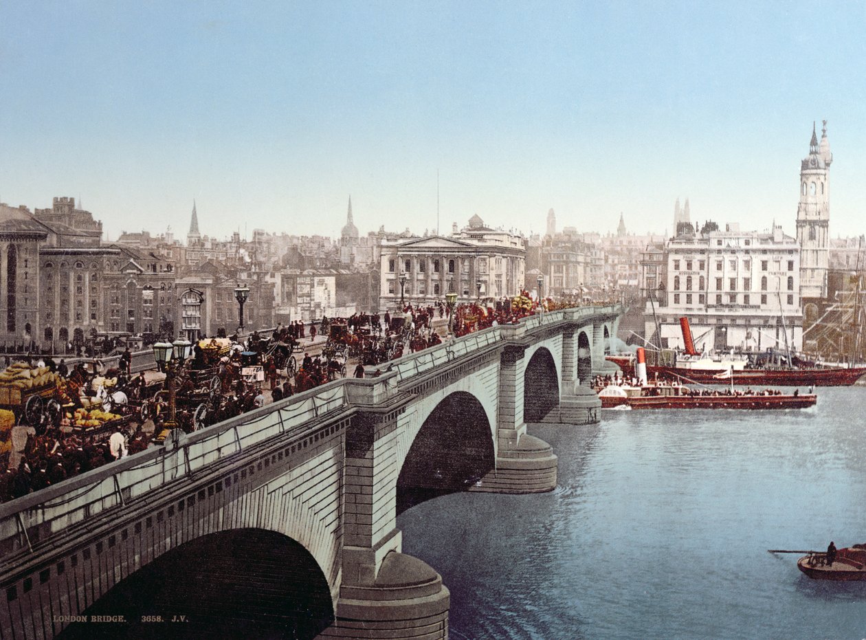 London Bridge ca. 1900 (etter et farget fotografi) av English Photographer