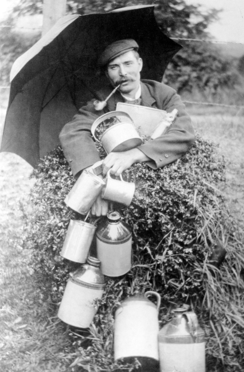 Mann med rør, 1800-tallet (fotografi) av English Photographer