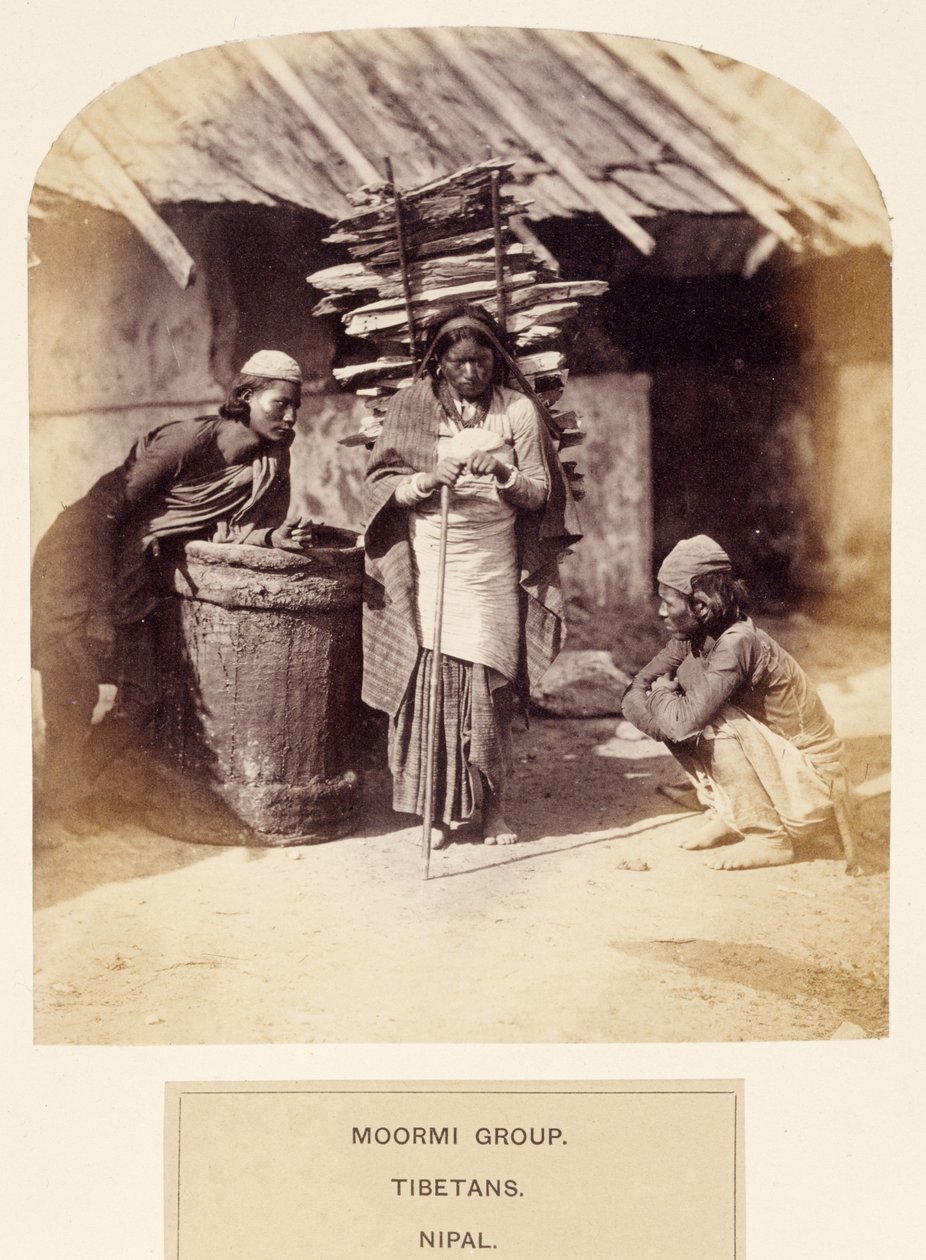 Moormi Group, Tibetans, Nipal, fra The People of India, av J. Forbes Watson, utgitt 1868 (albumtrykk) av English Photographer