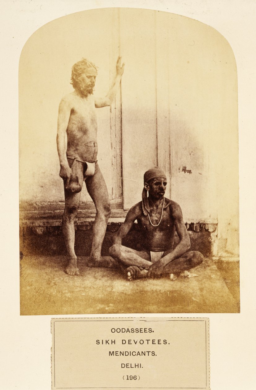 Oodassees, Sikh Devotees, Mendicants, Delhi, fra The People of India, av J. Forbes Watson, utgitt 1868 (albumtrykk) av English Photographer