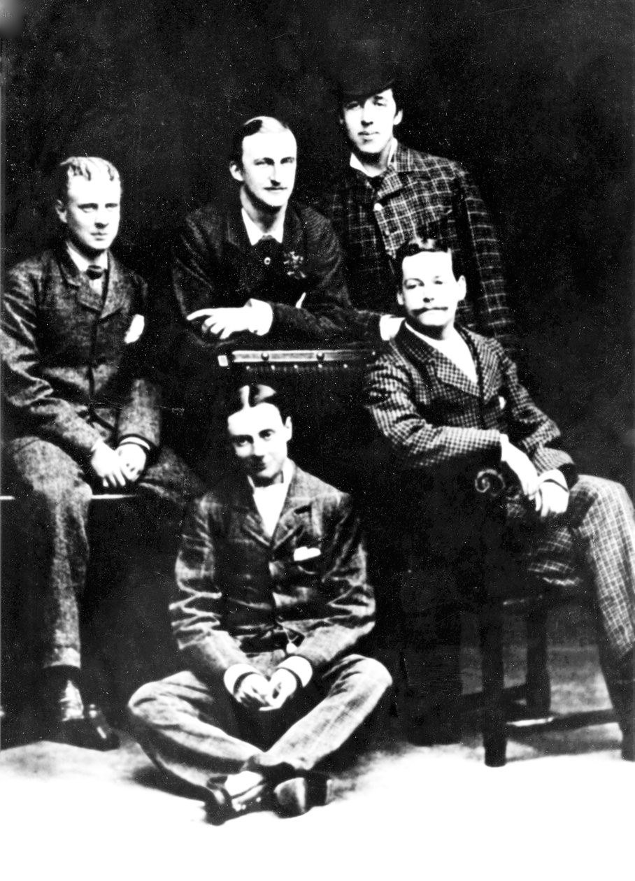 Oscar Wilde med en gruppe Madgalen-venner, 1876 (fotografi) av English Photographer