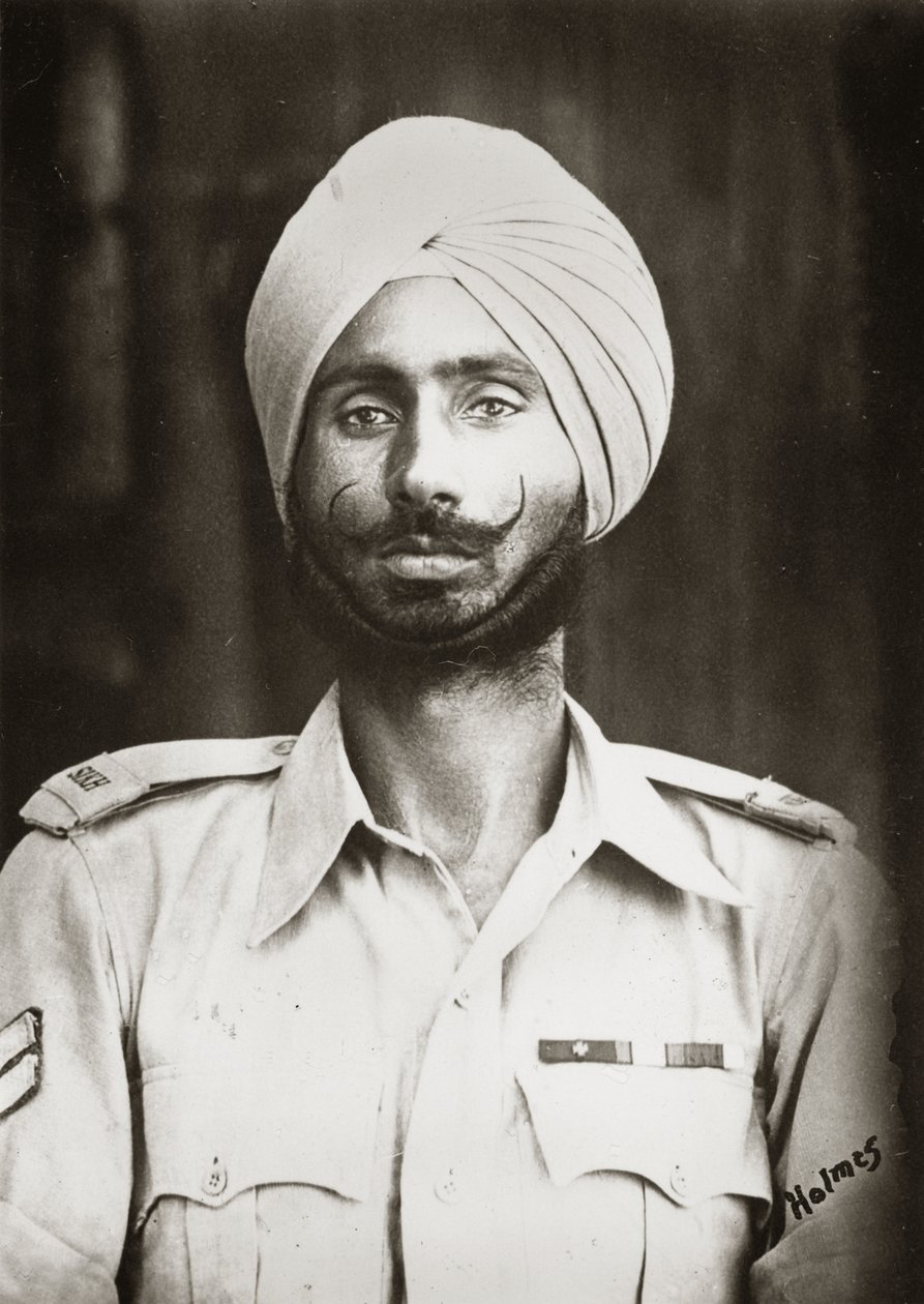 Portrett Fo Nac Nand Singh, 1. bataljon, 11. Sikh-regiment, Burma, 1944 av English Photographer