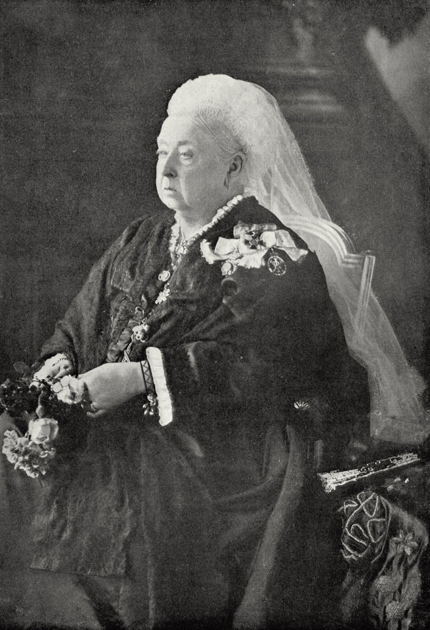 Dronning Victoria (1819-1901) ca. 1899 (svart-hvitt fotografi) av English Photographer