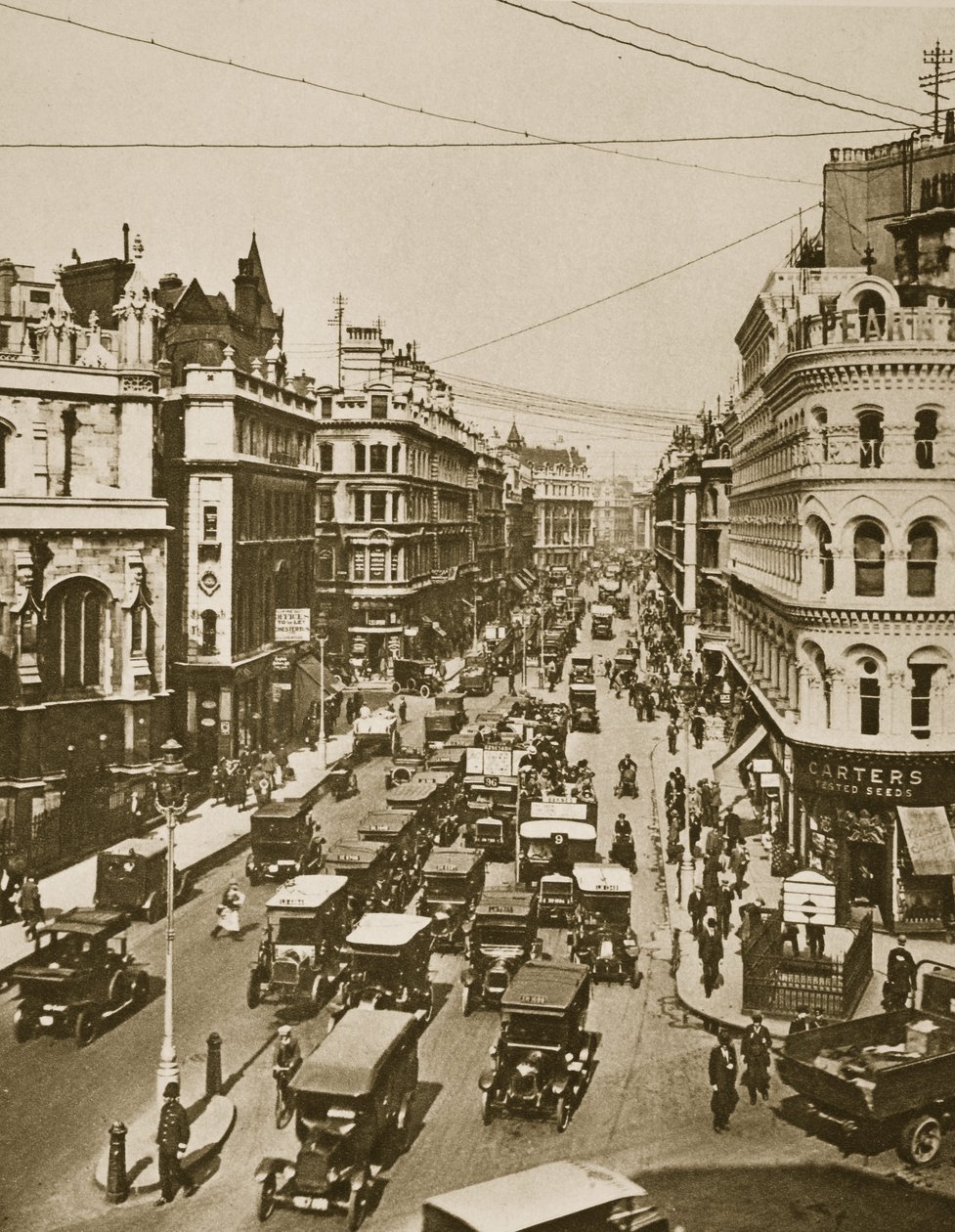 Queen Victoria Street i krysset med Cannon Street (sepia-bilde) av English Photographer