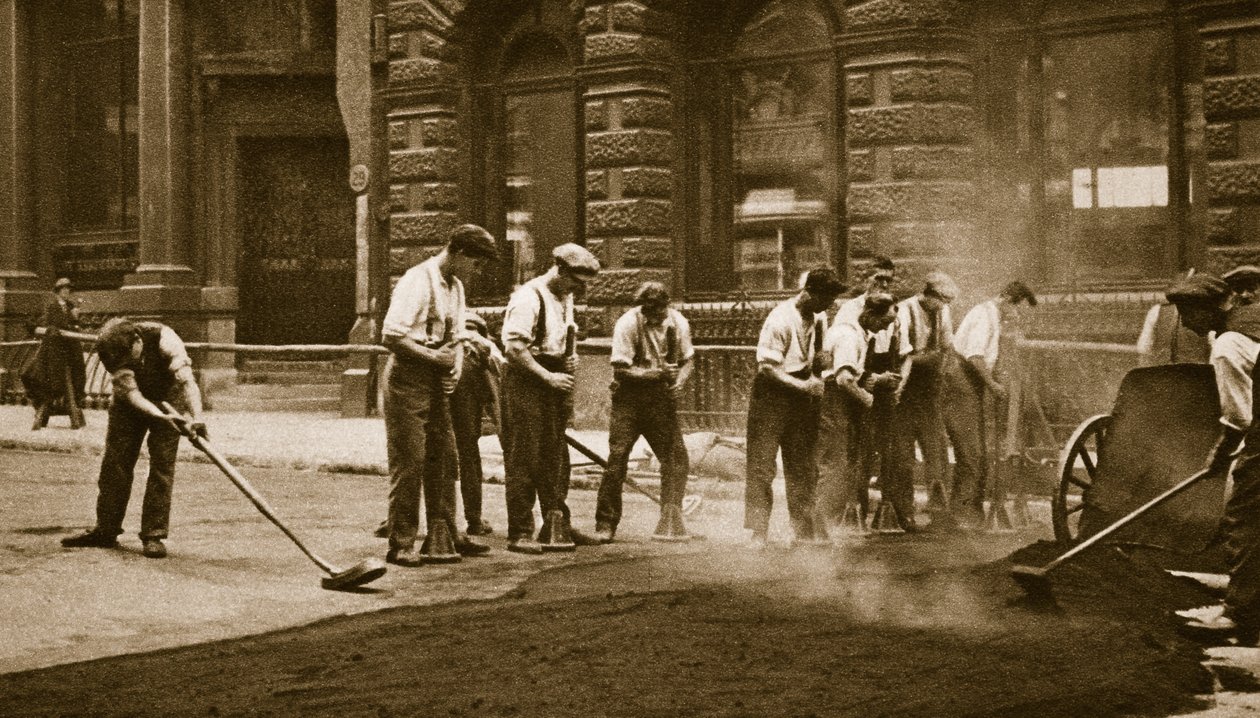 Omlegging av veier, Cornhill (sepia-bilde) av English Photographer
