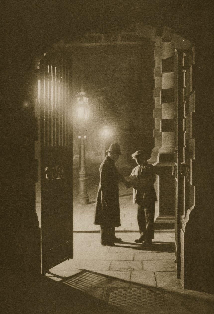 Scotland Yard tidlig om morgenen, Embankment (sepia-bilde) av English Photographer