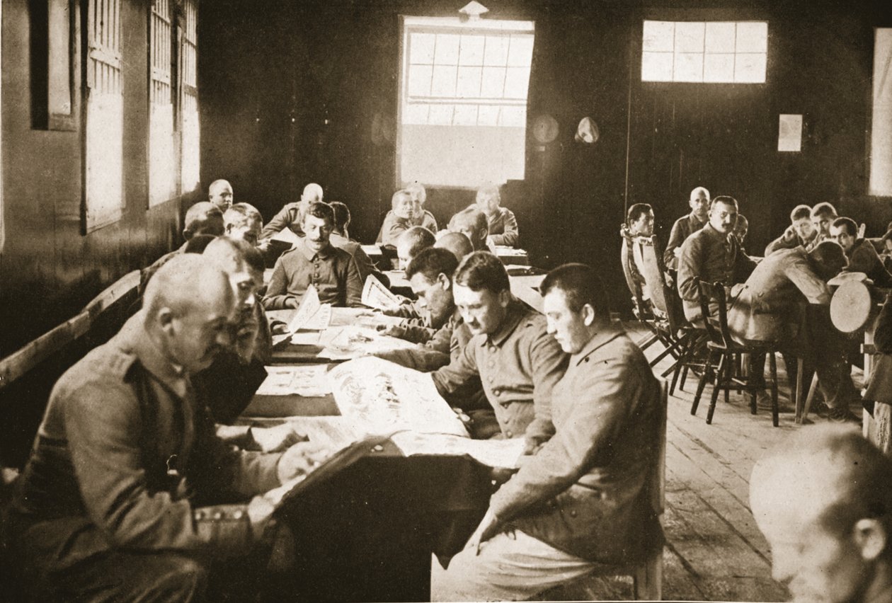 The Reading Room, Dorchester, illustrasjon fra tyske fanger i Storbritannia (fotogravyr) av English Photographer