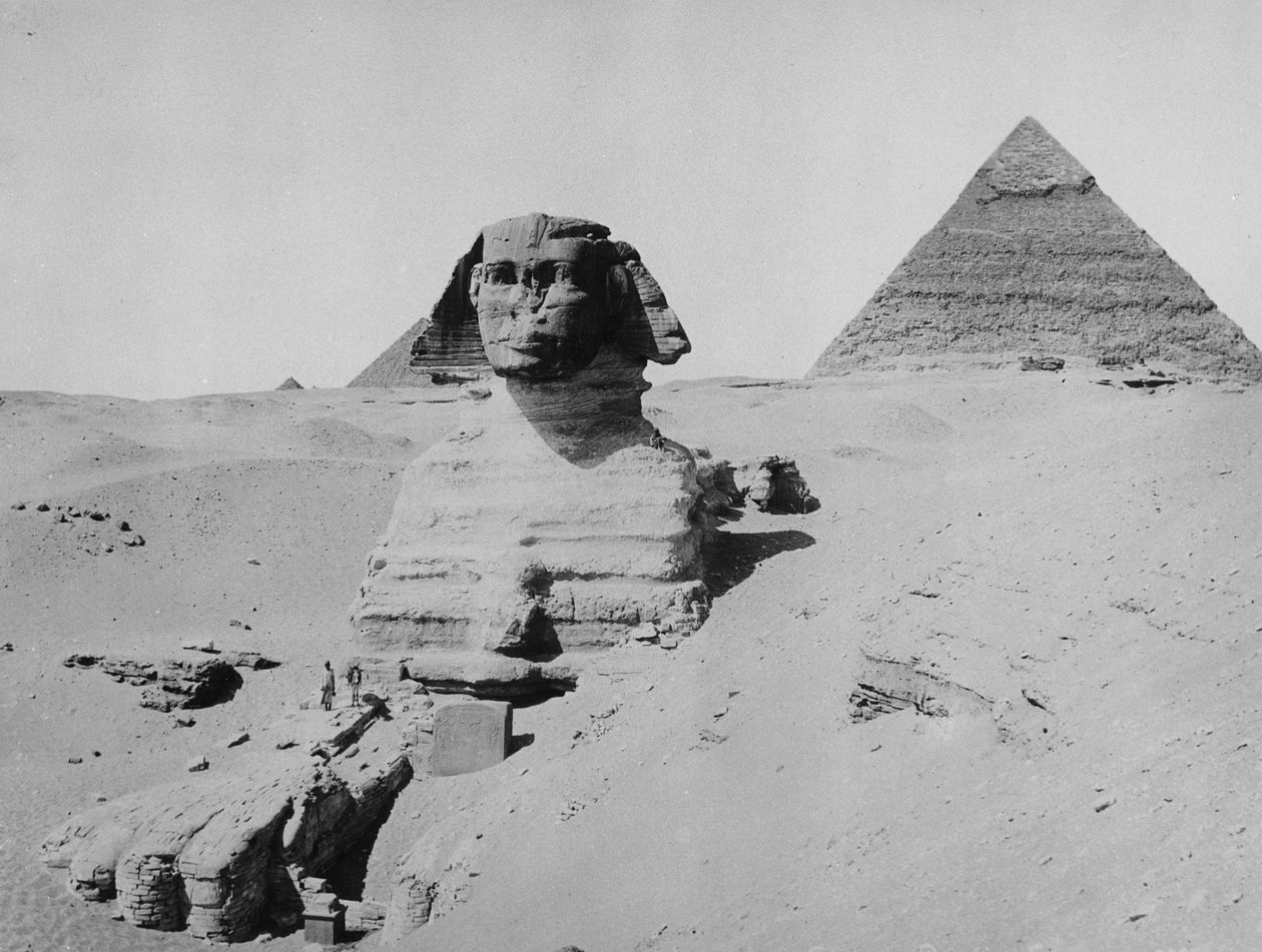 The Sfinx and the Pyramid of Chephren - Den andre pyramiden, ca. 1904-05 av English Photographer