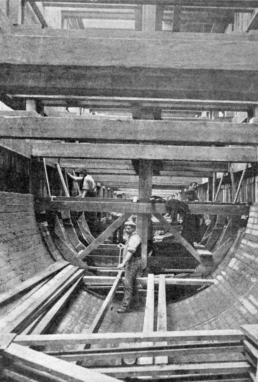 The Timbers and Concrete-bunnen av Bow and Victoria Park-kloakken, illustrasjon fra The King, 1. juni 1901 av English Photographer
