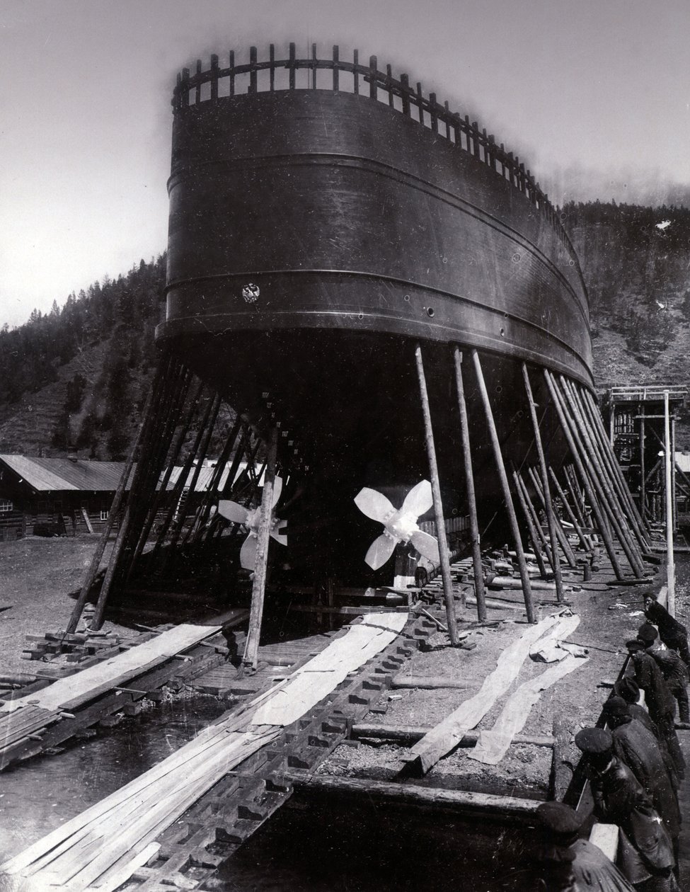 Hagenr. 647, Baikal. Viser en hekk utsikt over den isbrytende togfergedamperen Baikal på bestandene av English Photographer