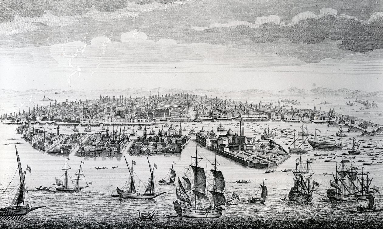 En perspektivvisning av byen Venezia av English School