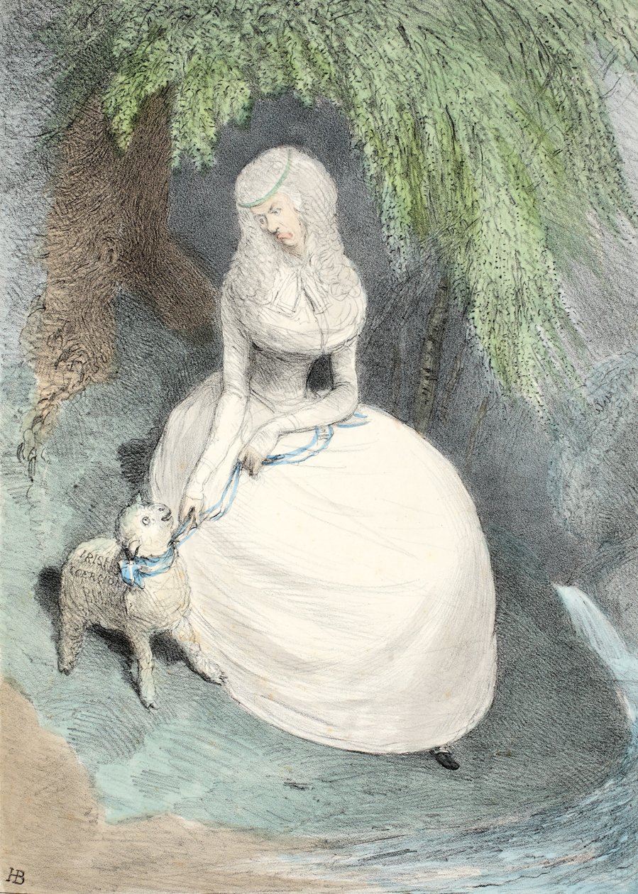 En studie for Sternes Maria, 1833 (håndfarget gravering) av English School