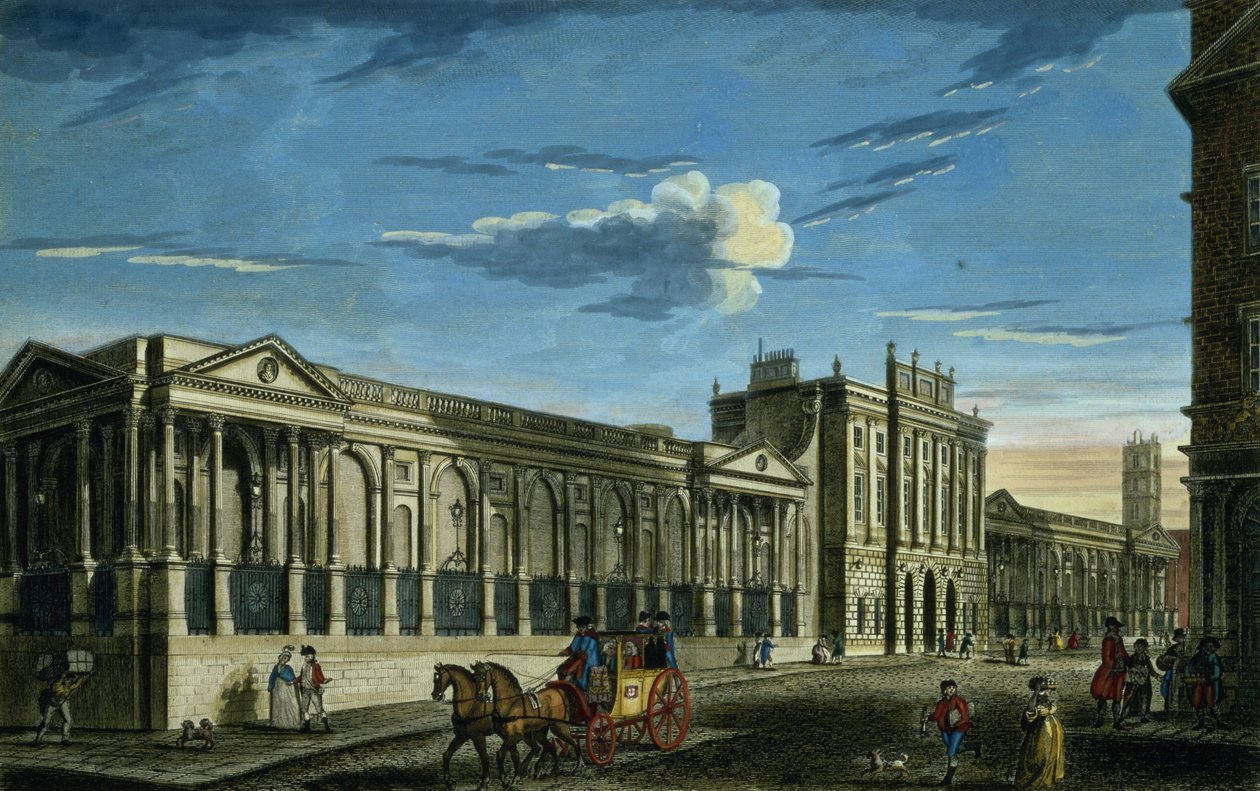 A View of the Bank of England, Threadneedle Street, London, trykt for Bowles and Carver, pub. 1797 av English School
