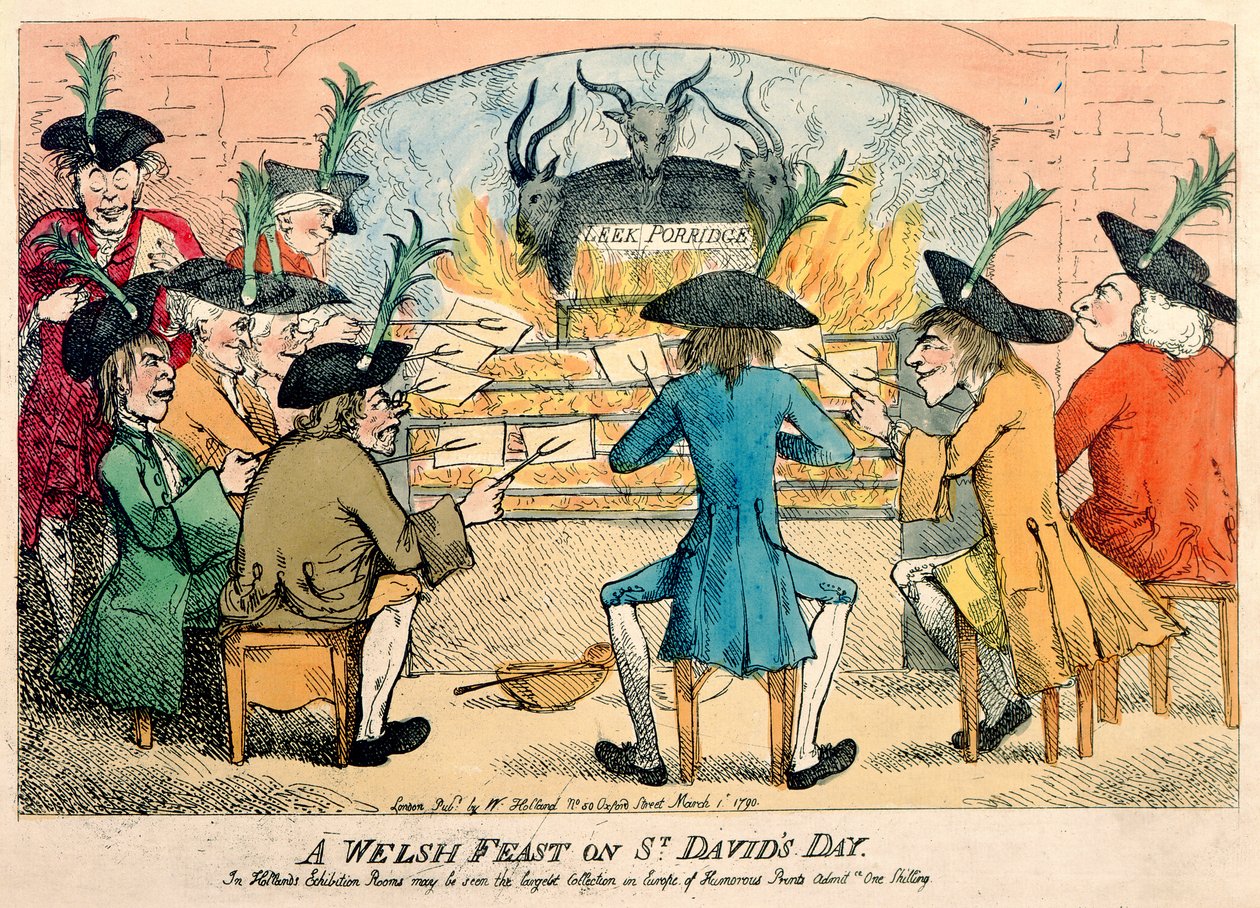 En walisisk fest på St. Davids dag, 1790 (fargetsning) av English School