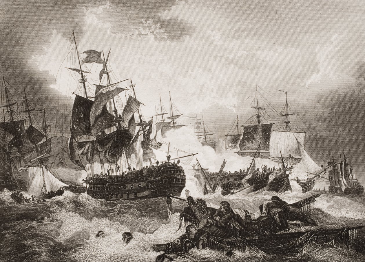 Admiral Duncans seier over den nederlandske flåten i Nordsjøen, illustrasjon fra 