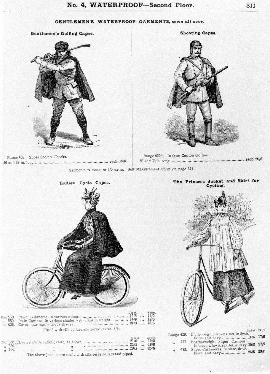 Annonse for friluftsklær, ca. 1880-1900 av English School