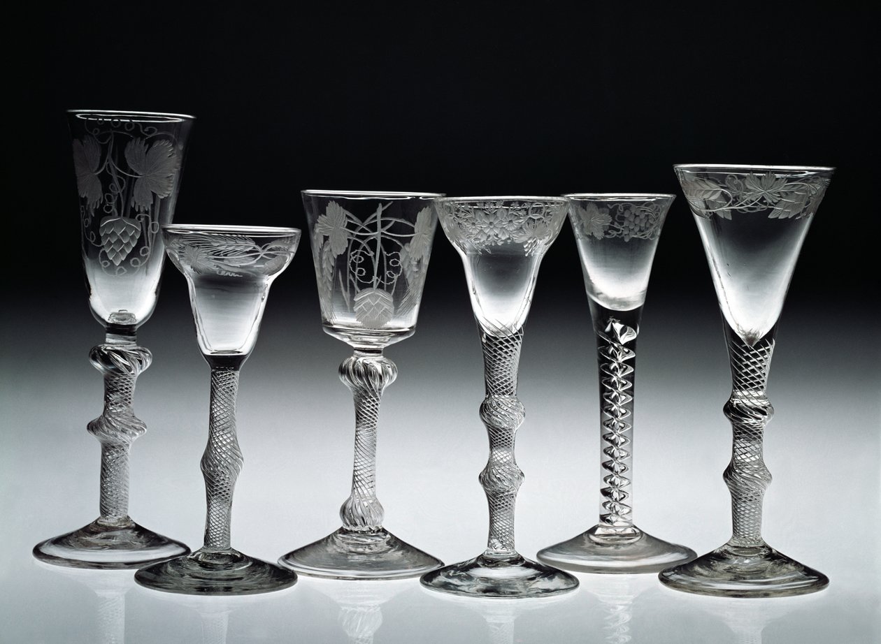 Air-twist briller, 1750-60 (glass) av English School