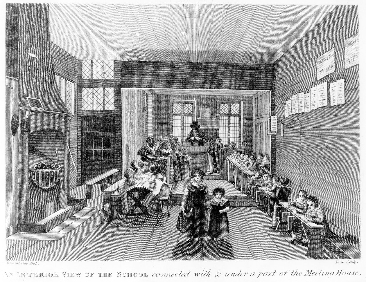 En indre utsikt over skolen utgitt av R. Wilkinson fra 125 Fenchurch St., London, 1822 av English School