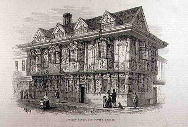Ancient House in the Old Butter Market, Ipswich, fra The Illustrated London News, 23. juli 1881 av English School