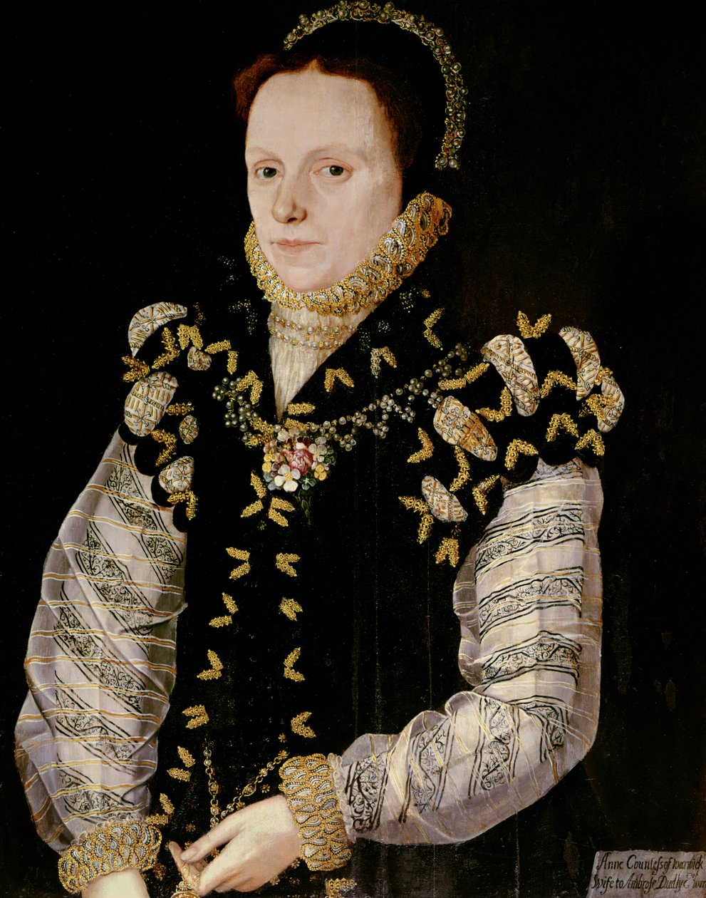 Anne Russell, grevinne av Warwick (1548-1604), ca. 1565 (panel) av English School
