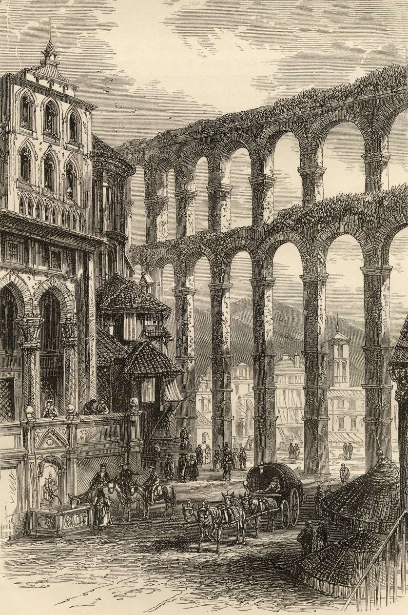 Akvedukten i Segovia, Spania, illustrasjon fra 