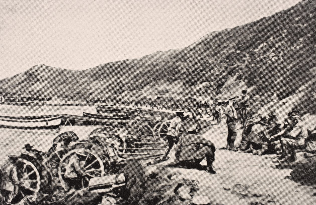 Australske tropper på Anzac Cove Gallipoli Peninsula Tyrkia, 1915, fra 