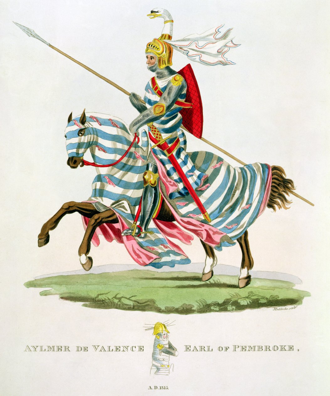Aylmer de Valence, jarl av Pembroke (1265-1324), 1315, gravert av W. Maddocks, fra 
