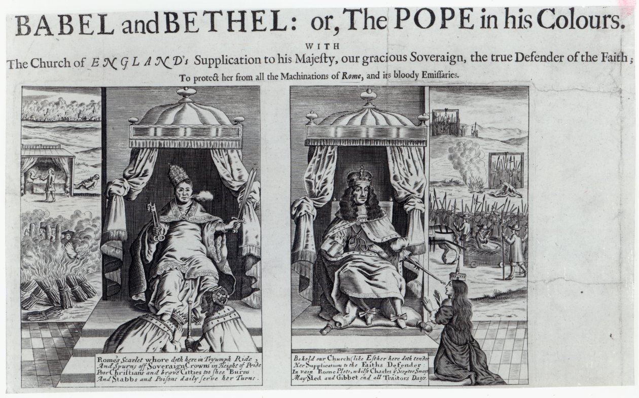 Babel og Betel: eller, paven i hans farger, 1679 av English School