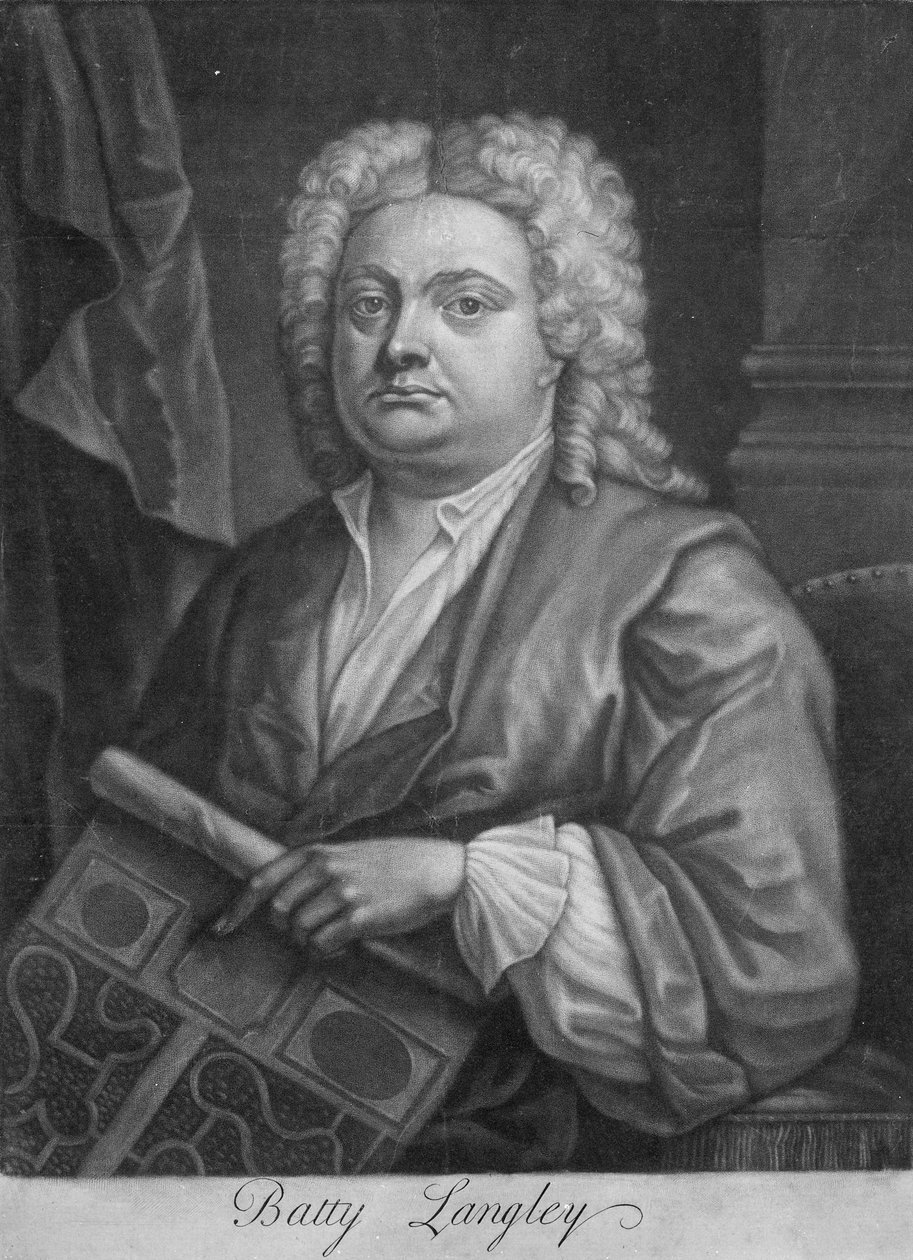 Batty Langley, trykk laget av J. Carwitham, 1741 (mezzotint) av English School