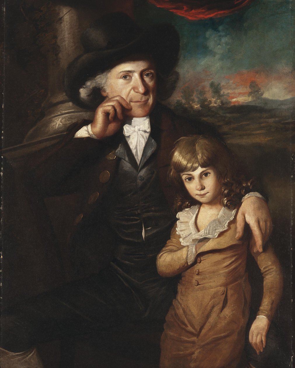 Portrett av en adelsmann med en gutt av English School