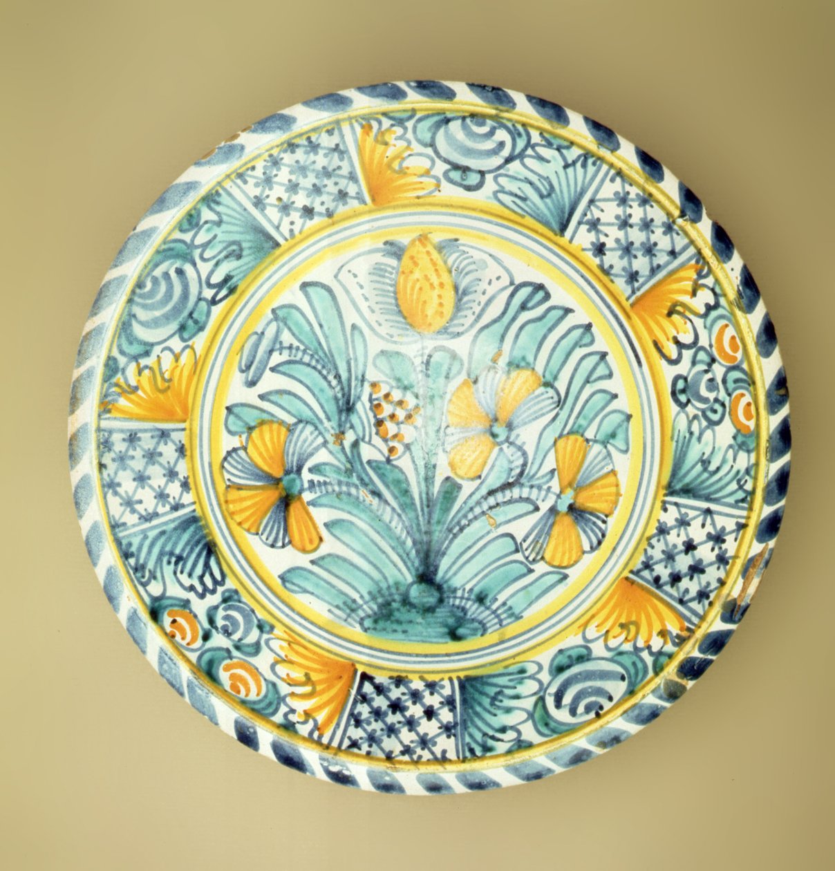 Bluedash Delftware-lader, Lambeth-keramikk, ca. 1670 (keramikk) av English School