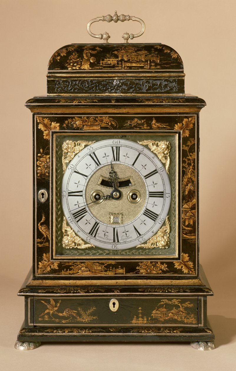 Brakettklokke, urverk av James Boyce, ca. 1705 (svart lakk) av English School