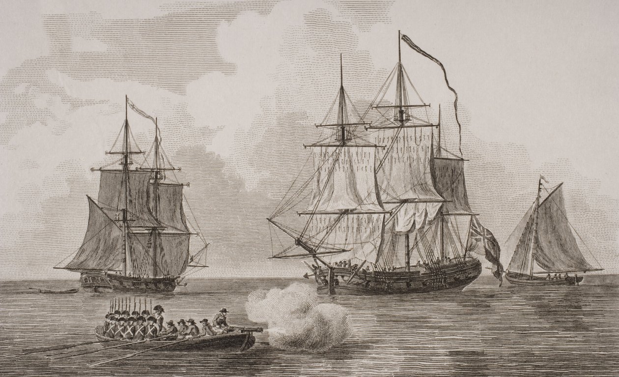 British Men of War, gravert av Thomas Milton (1743-1827) 1820 av English School