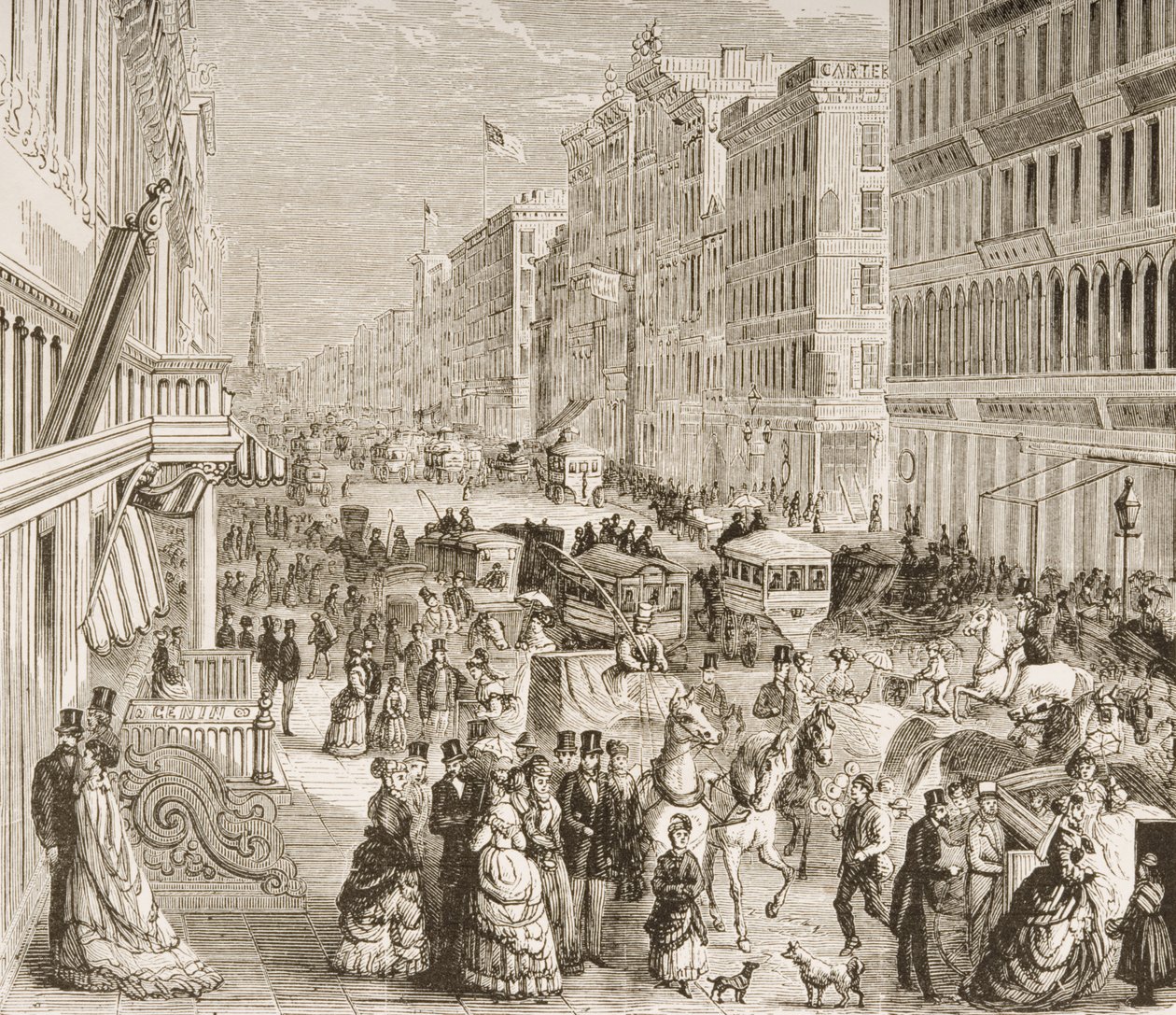 Broadway, New York City, ca. 1870, fra 