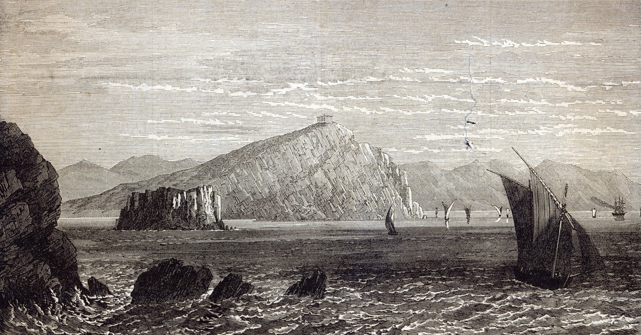 Cape Colonna, med ruinene av Temple of Minerva, kysten av Hellas, fra 