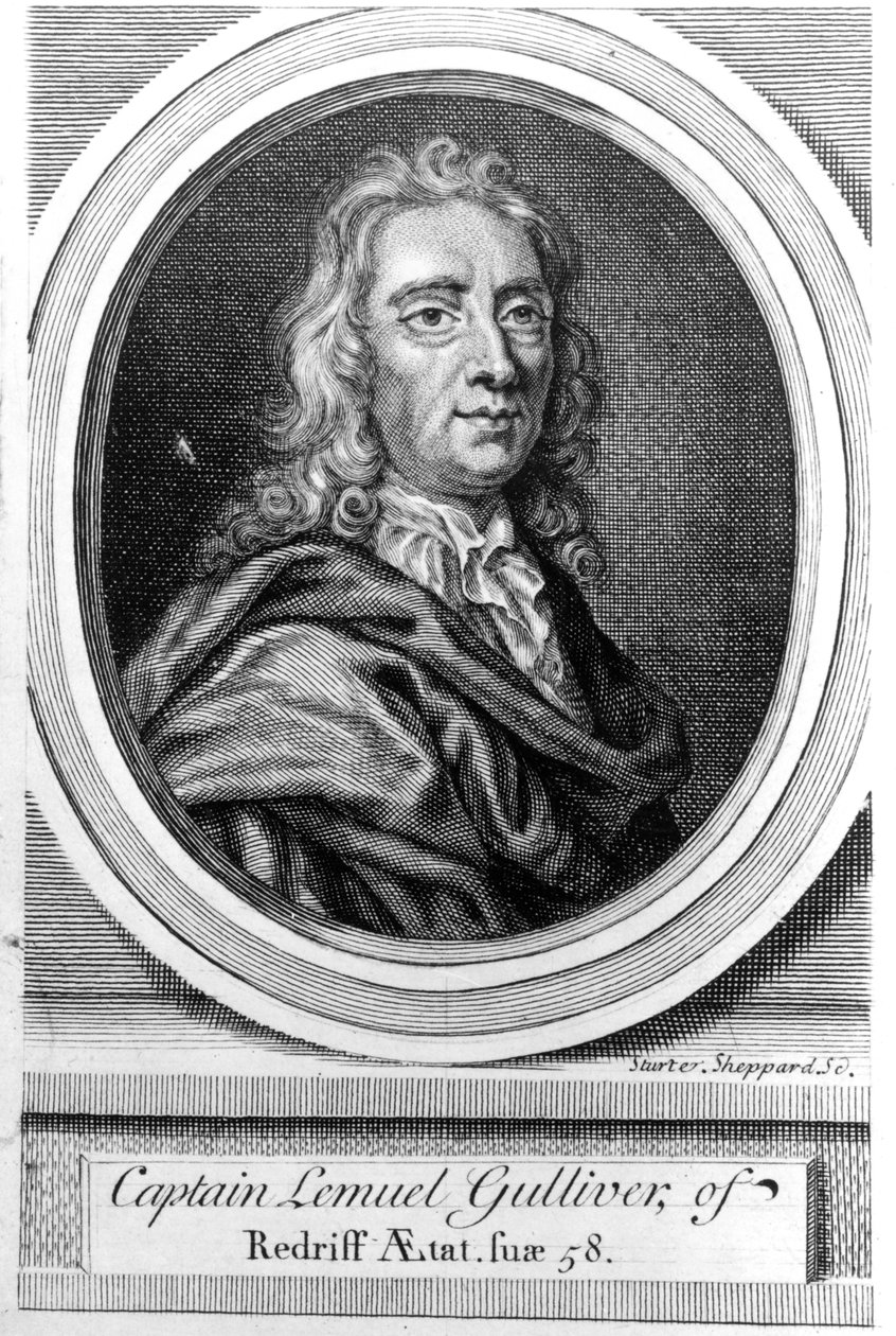 Kaptein Lemuel Gulliver, 1726 av English School