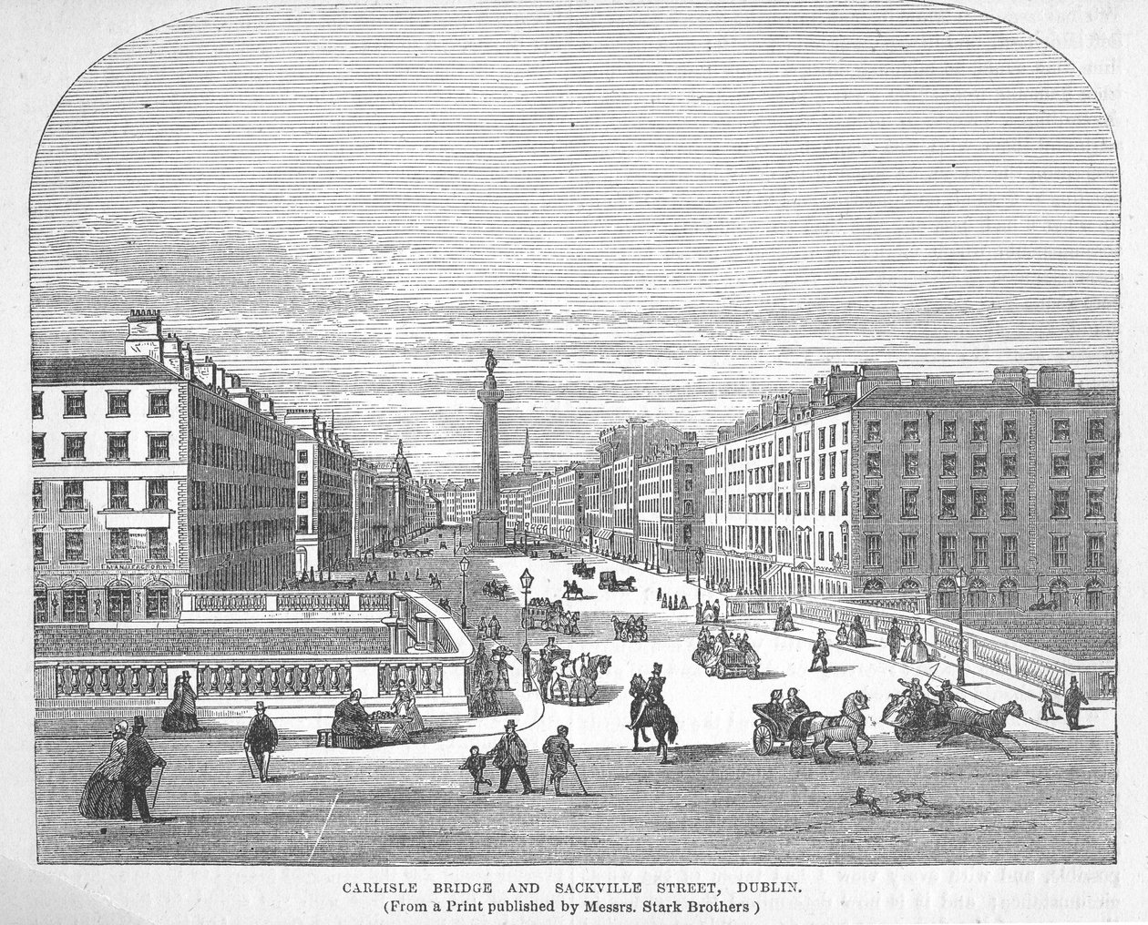 Carlisle Bridge og Sackville Street, Dublin av English School