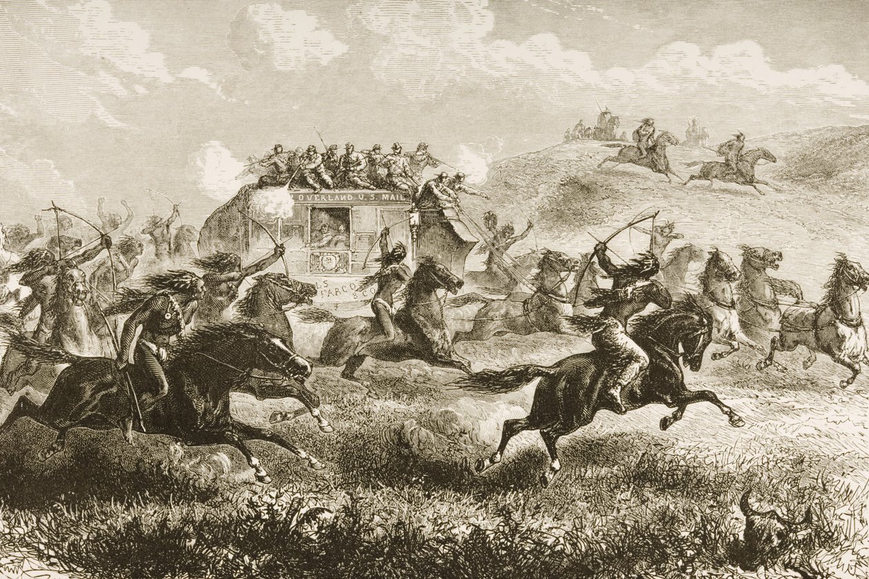 Bære amerikansk post over Sierra Nevada i 1860, fra 