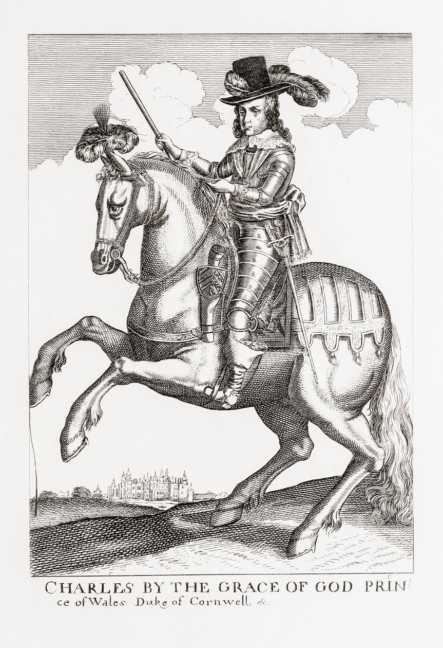 Charles I, konge av England, Skottland og Irland, 1600-1649, fra Woodburns Gallery of Rare Portraits, pub. 1816. av English School