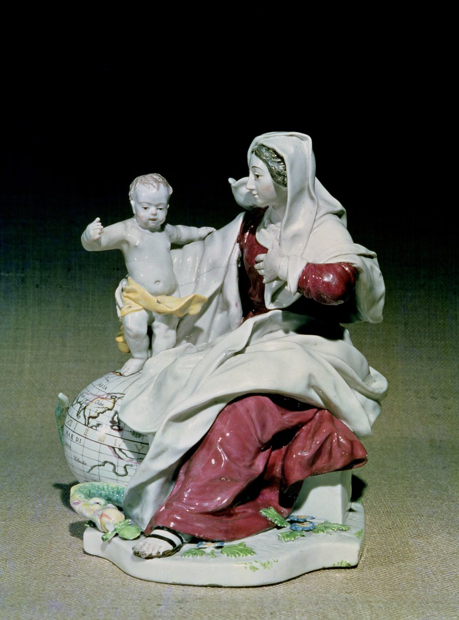 Chelsea-figur av Madonna og barn, rød ankerperiode, ca. 1755 (porselen) av English School