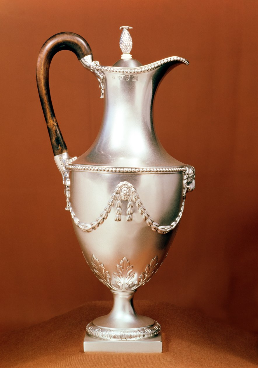 Sjokoladekrukke, med repouse-design og jaging, Adam-stil, 1773-4 (sølv) av English School