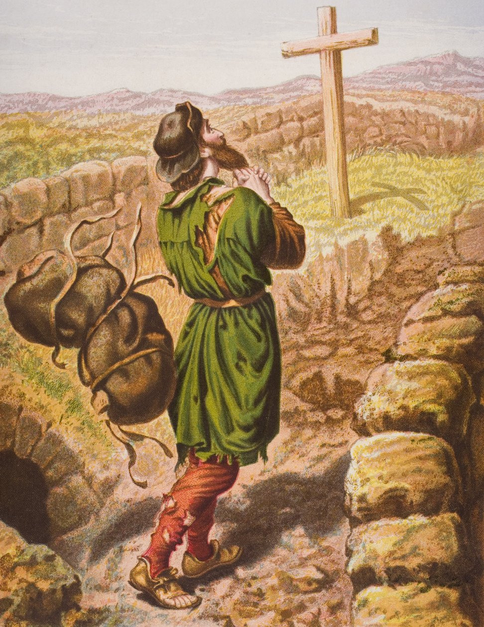 Christian mister byrden ved korset, illustrasjon fra 