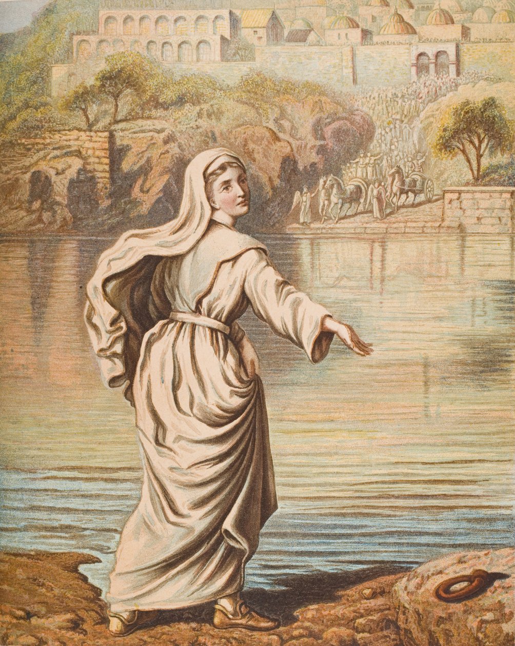 Christiana går inn i elven, illustrasjon fra 