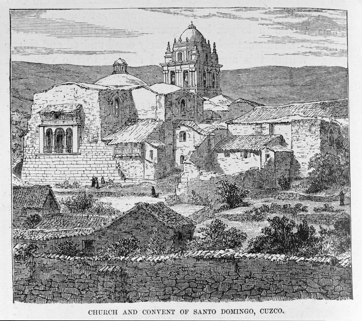 Kirken og klosteret i Santo Domingo, Cusco, Peru, fra «Incidents of Travel and Exploration in the Land of the Incas» av E. George Squier, pub. i 1878 av English School